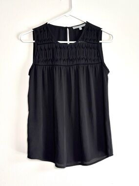 Daniel Rainn Black Smocked Yoke Sleeveless Camisole